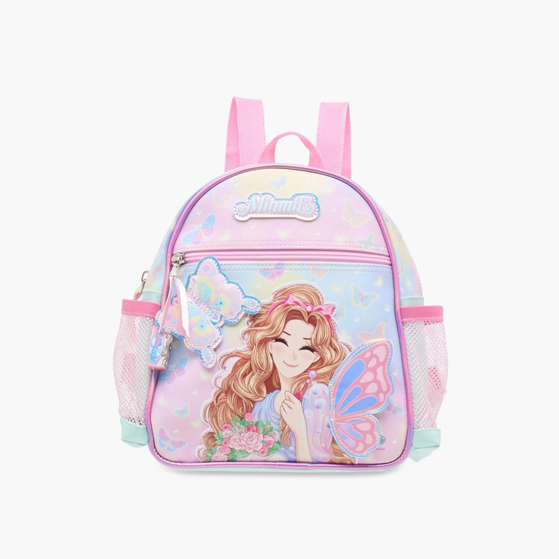 Minmie My Butterfly Print 10-inch Backpack with Adjustable Straps and Zip Closure - 21x9x25 cms - Image 1